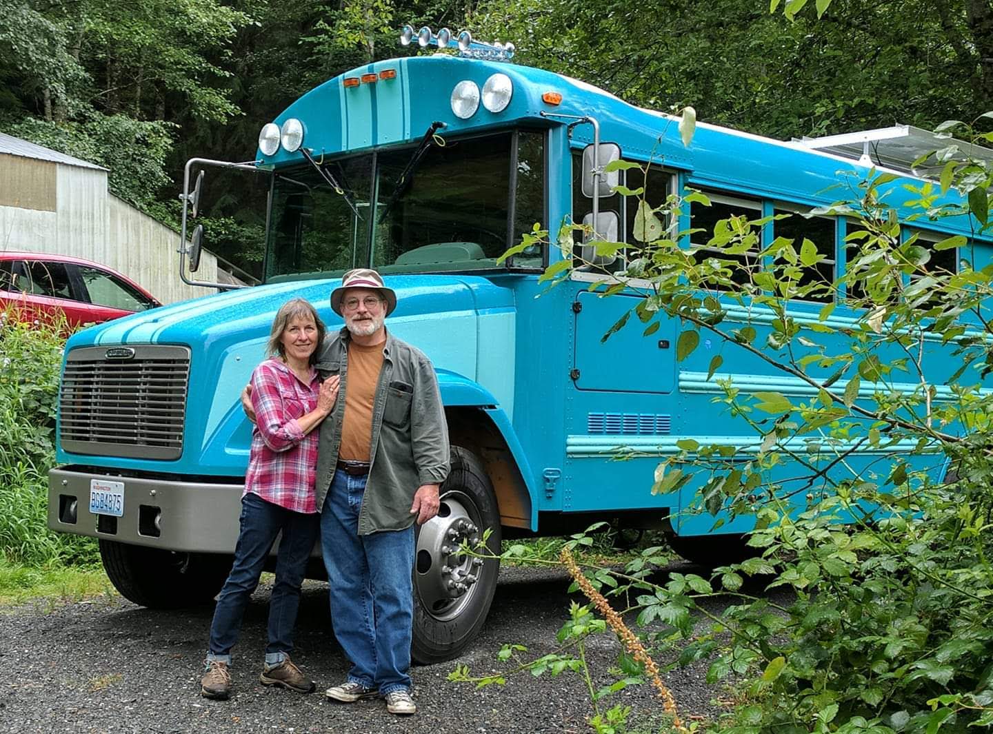 20 Marcia and me with Miles Miles, the Bus – A 28’ 2005 Freightliner/Thomas FS-65 - bus conversion photo