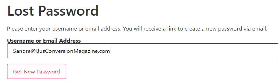 How to Reset your Membership/Subscription Password - bus conversion photo