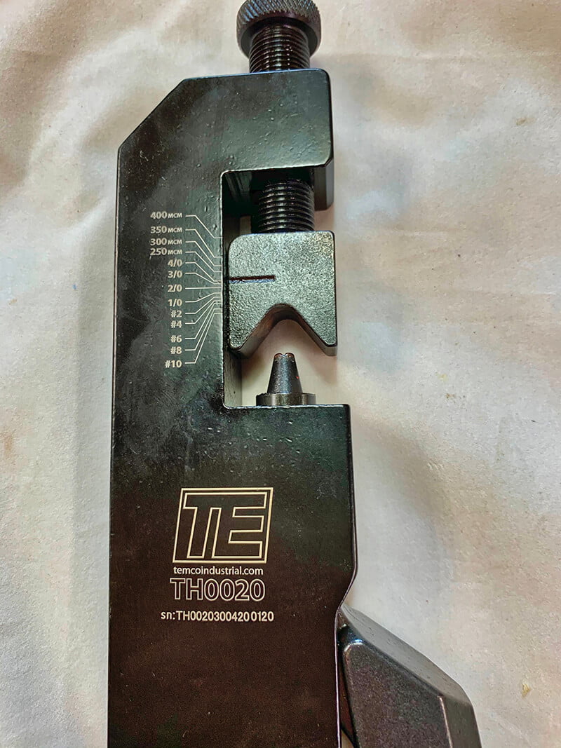 Tools for Cutting and Crimping Ends on Large Electrical Cable - bus conversion photo