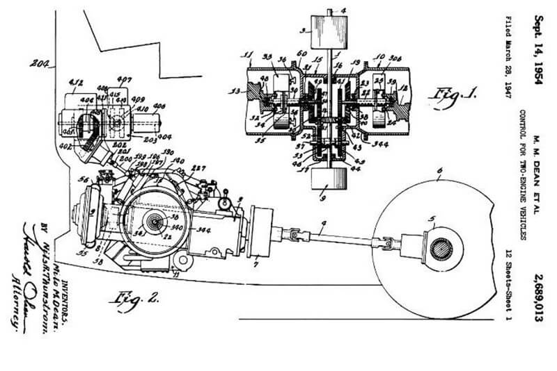 Milo Dean’s Patent “Control for
Two Engine Vehicles”
(Courtesy of the United States Patent and Trademark Office)