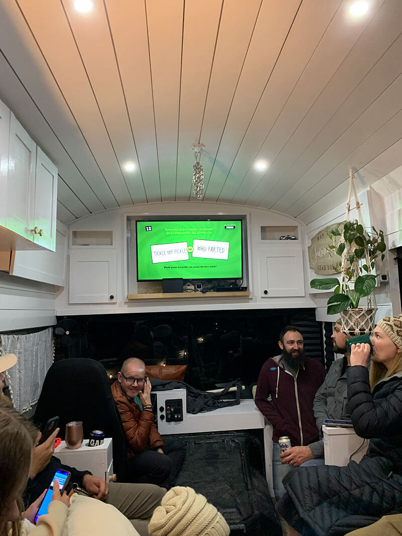 Playing games in the
@thepricefamadventures bus.