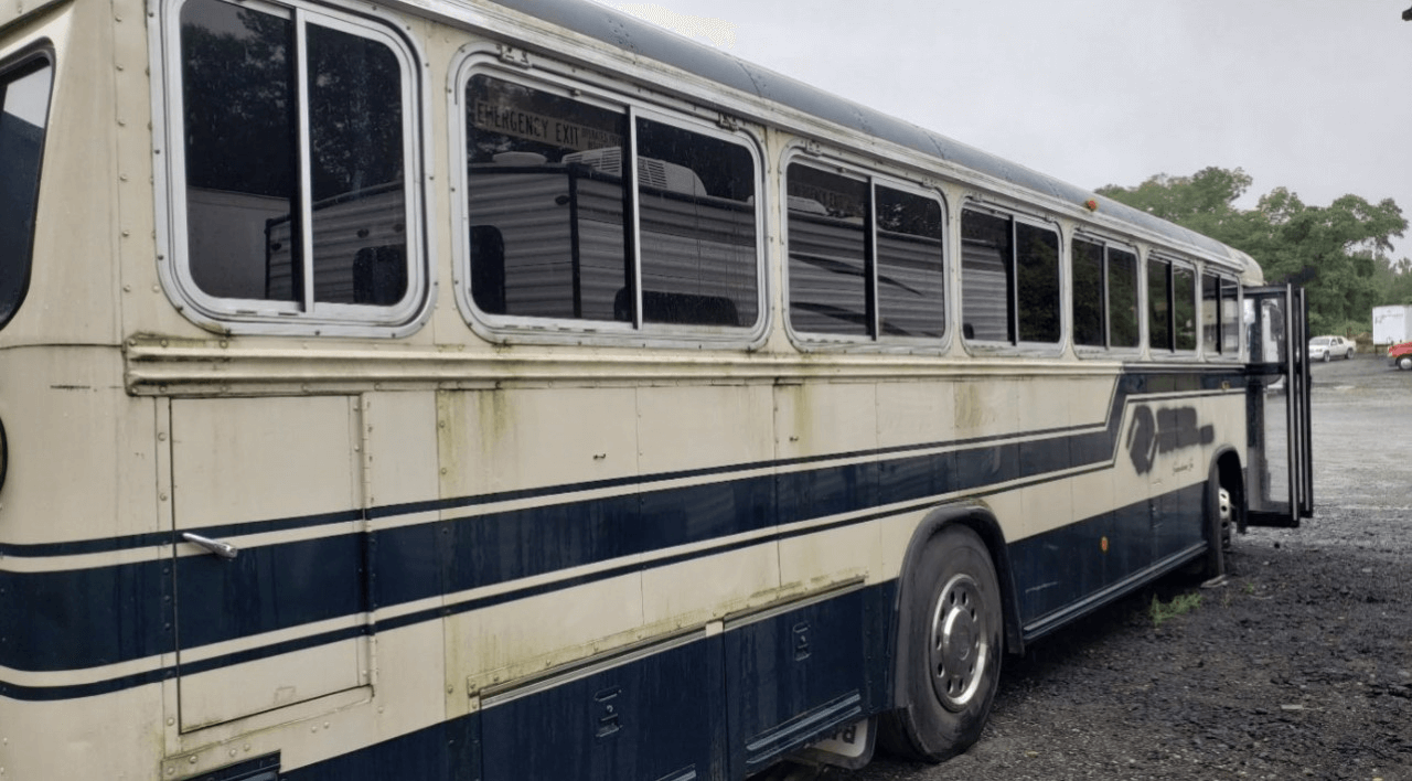 The outside of the bus needed a serious wash and paint job.