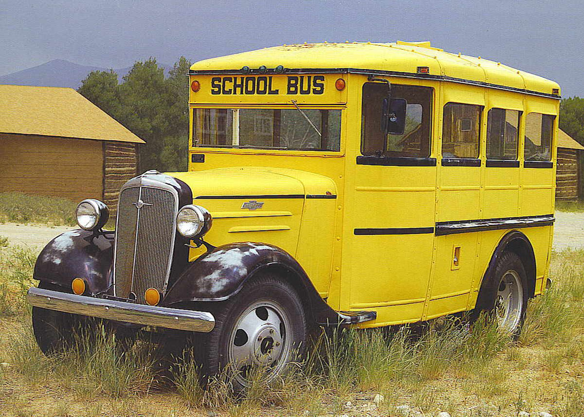 This 1936 short school bus that had windows for every passenger but the view out the windshield was a tad limited.