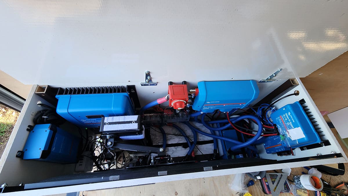 Inside the electronics/TV box.