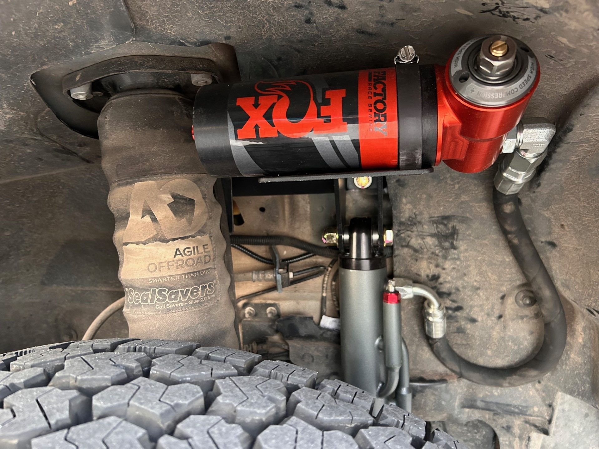 Fox Factory racing shocks on all four corners.