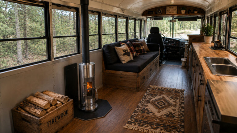 Firewood Trap When Heating Bus Becomes | Bus Conversion Magazine photo
