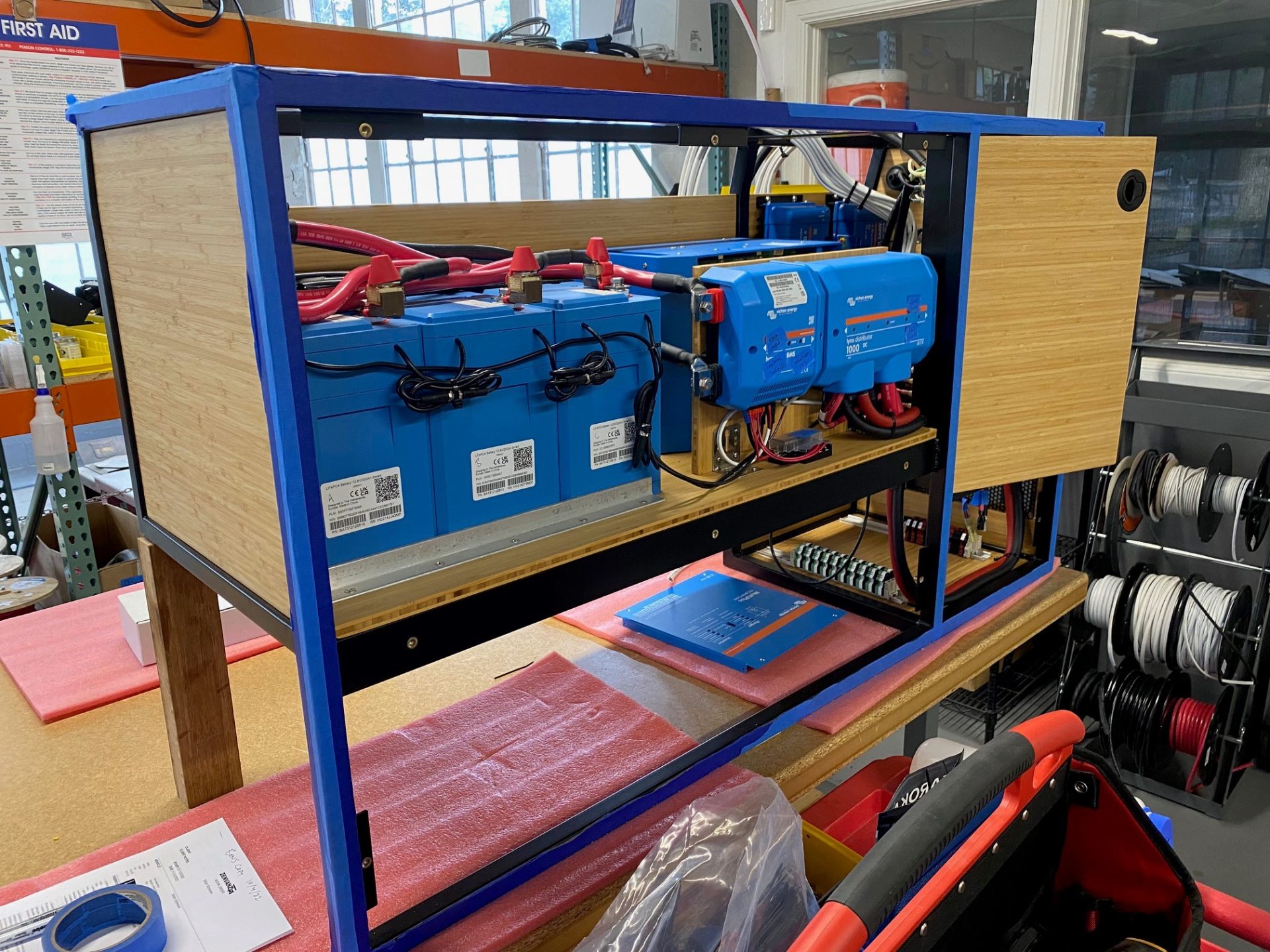 The electric system was assembled on the bench and installed as a unit.