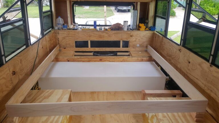 Water tank fits nicely under bed.
