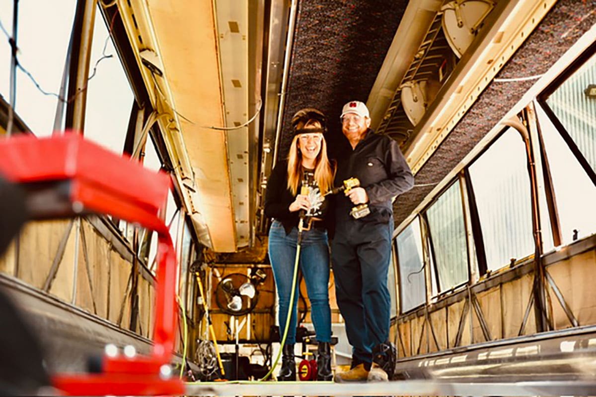Gutting the bus.